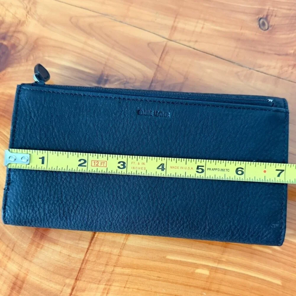 Fossil Genuine Leather Vintage Trifold Black Women's Wallet